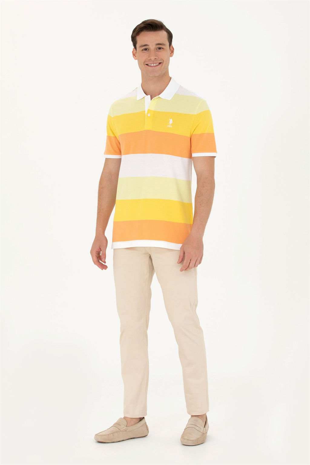 U. S. Polo Assn Мужская оранжевая футболка с воротником-поло - U.s. polo assn фото 4