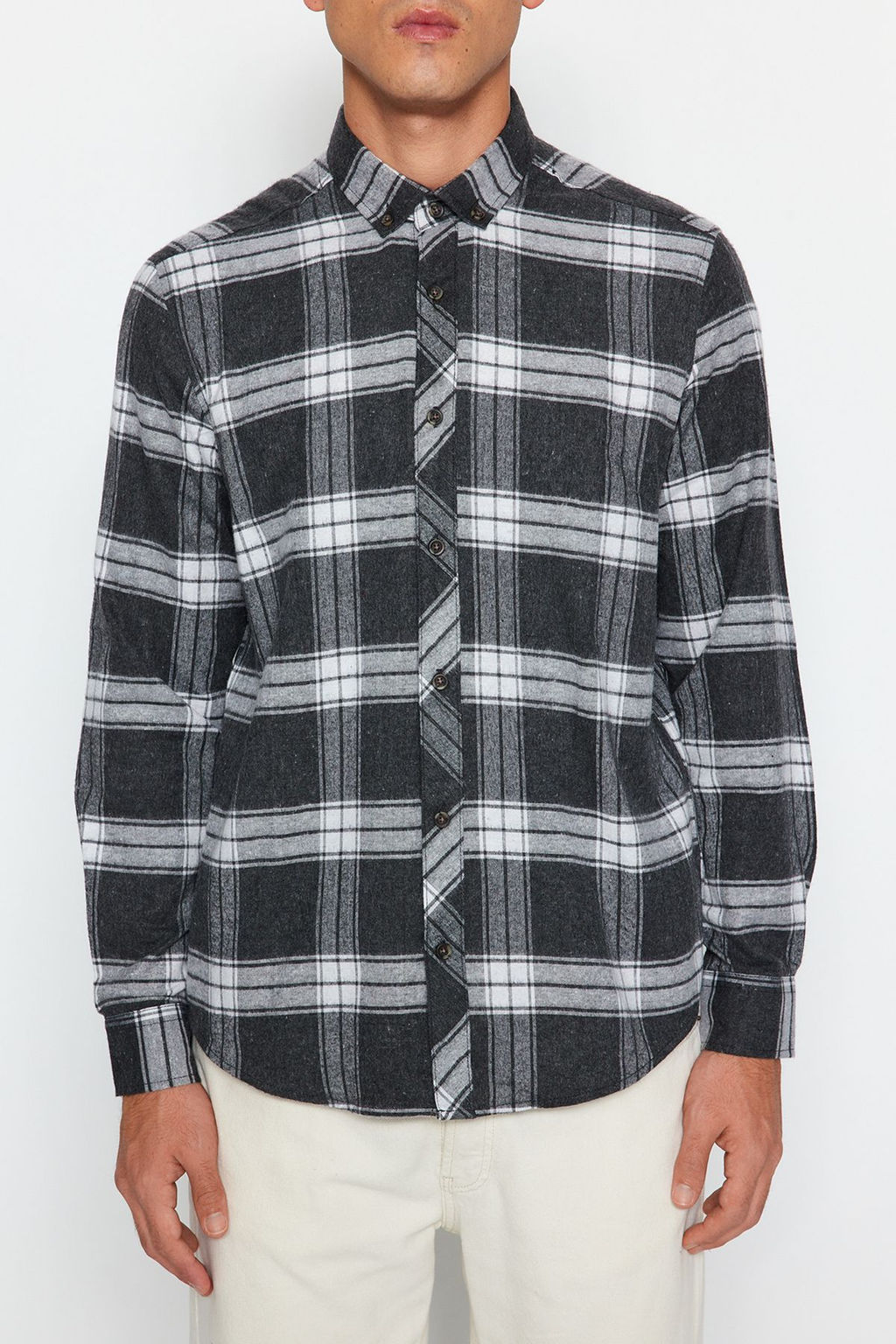 TRENDYOL MAN Lacivert Slim Fit Dugmeli Yaka K?sl?k Oduncu Kareli Gomlek TMNAW21GO0611 - Trendyolmilla фото 4