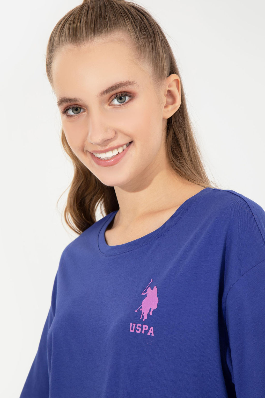 Kad_n Mavi Bisiklet Yaka Ti__rt