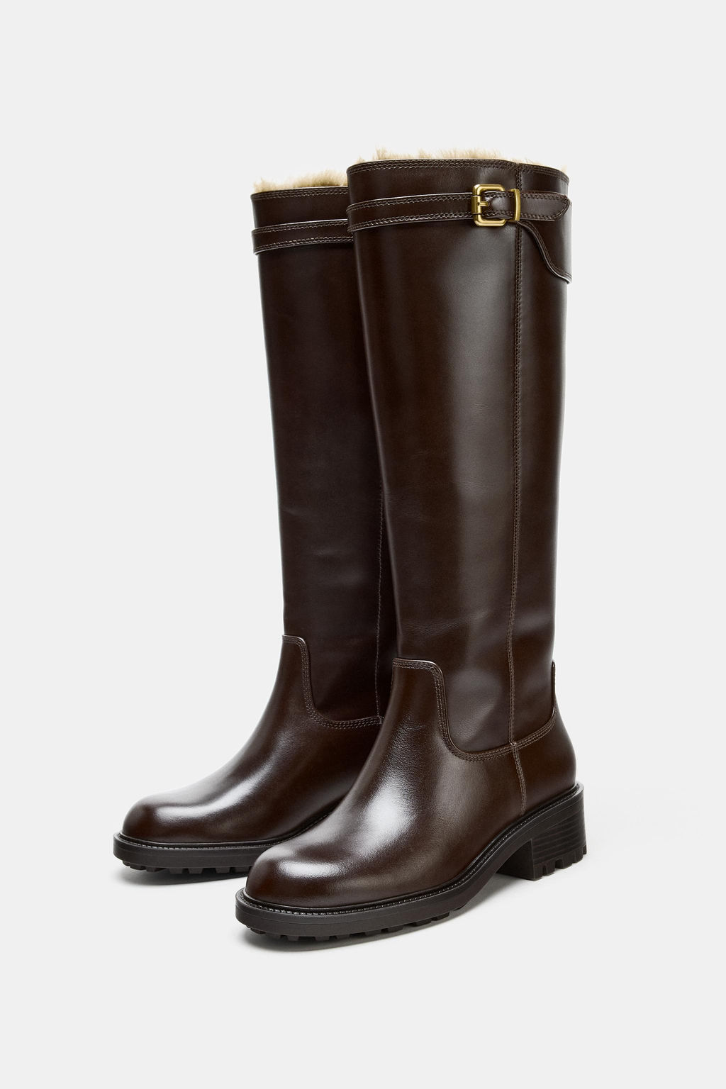 WATER REPELLENT LEATHER BUCKLE BOOTS - Zara фото 15