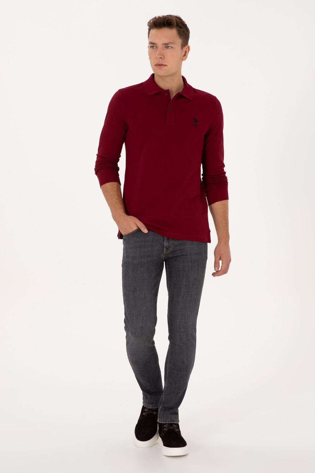 Erkek Bordo Basic Sweatshirt