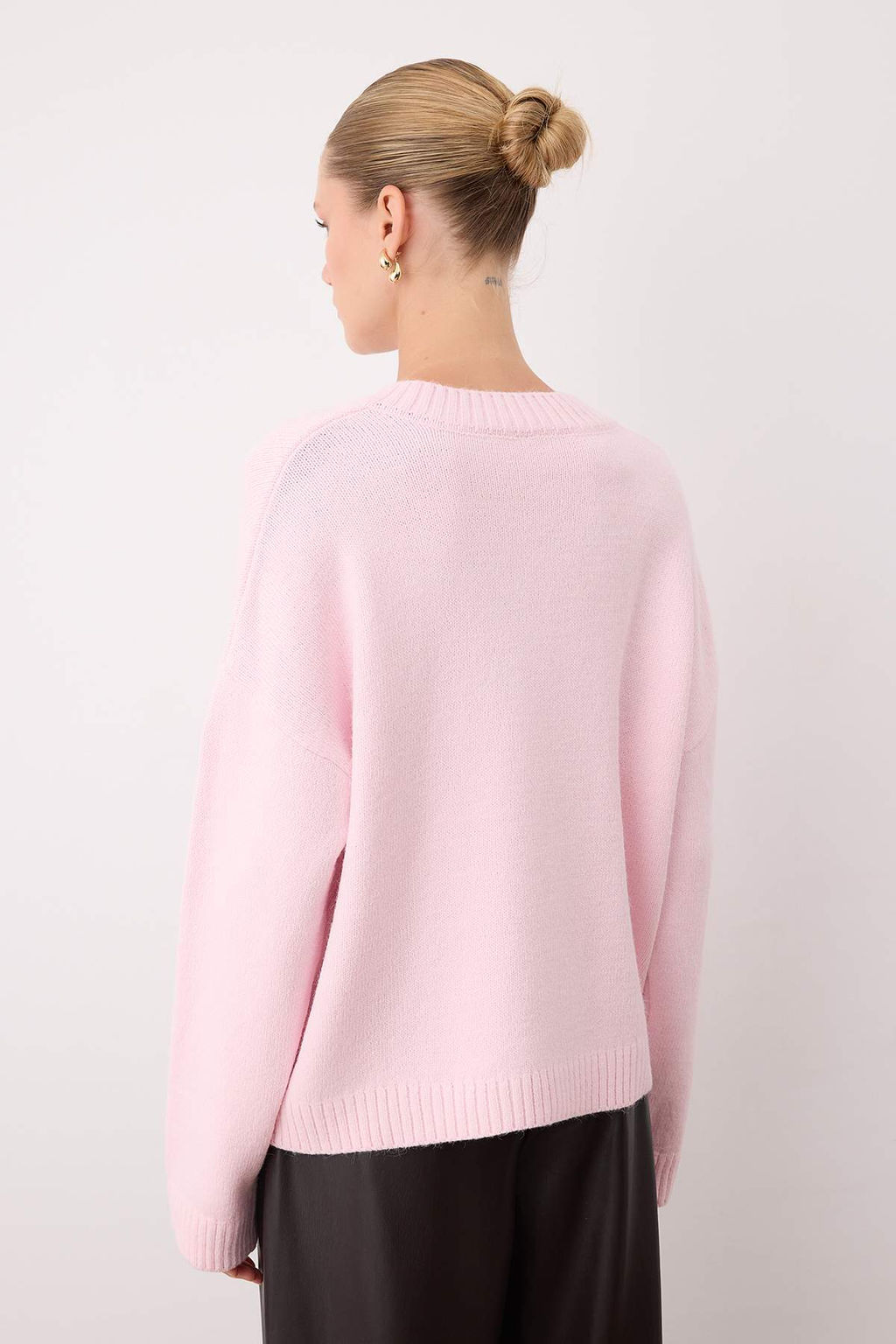 Wardrobe Essentials Pembe Basic Genis Kal?p Yumusak Dokulu Triko Kazak | TWOAW26KZ00091 - Trendyolmilla фото 4