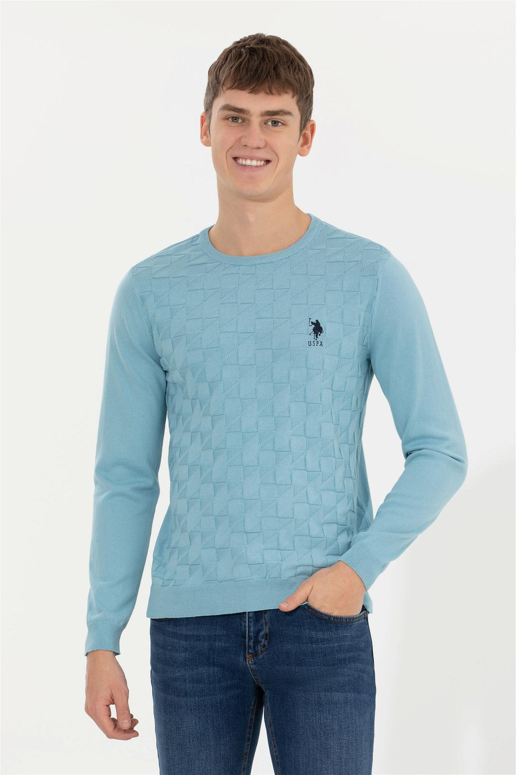 Мужской синий трикотажный свитер Basic - U.s. polo assn фото 9