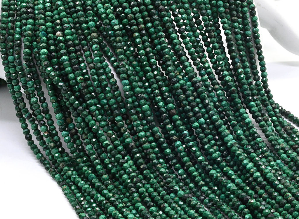 Бусины из малахита шарик граненый 3мм, 38см, 145 бусин Радуга камня