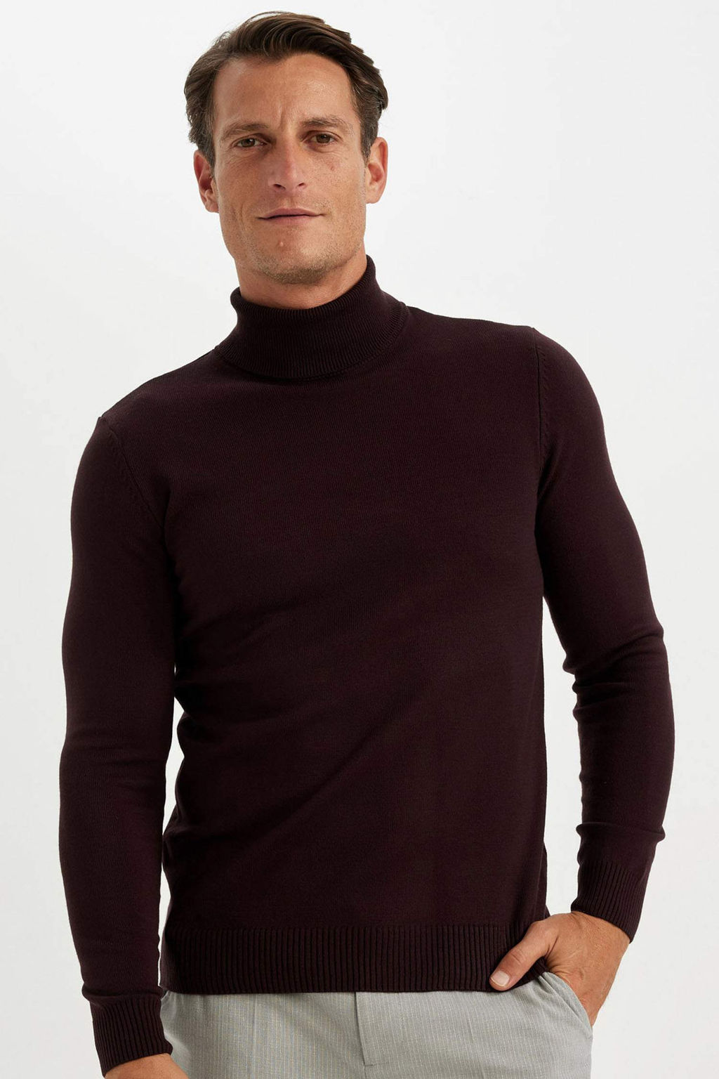 Slim Fit Dar Kesim Bal?kc? Yaka Basic Duz Triko Kazak - Defacto фото 3