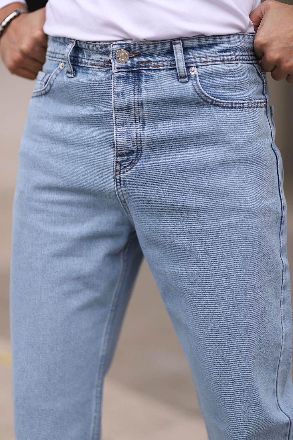 TRENDYOL MAN Ac?k Mavi %100 Pamuk Baggy Fit Jeans Bol Kot Pantolon TMNAW24JE00027 - Trendyolmilla фото 6