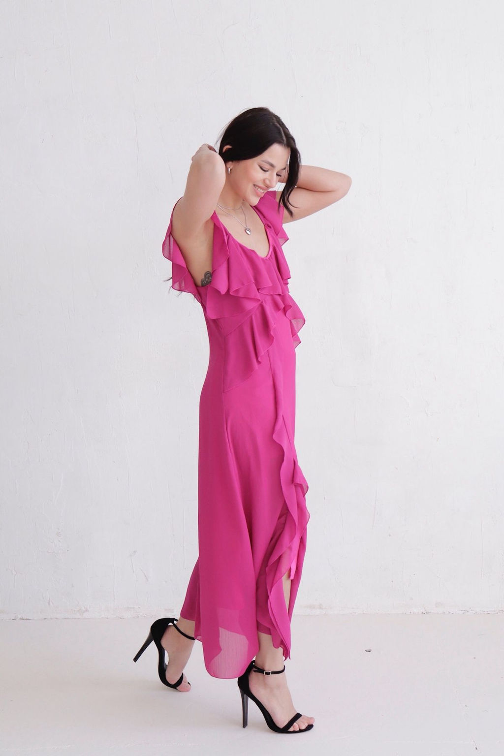 Платье с воланами малиновое - Martichelli фото 9