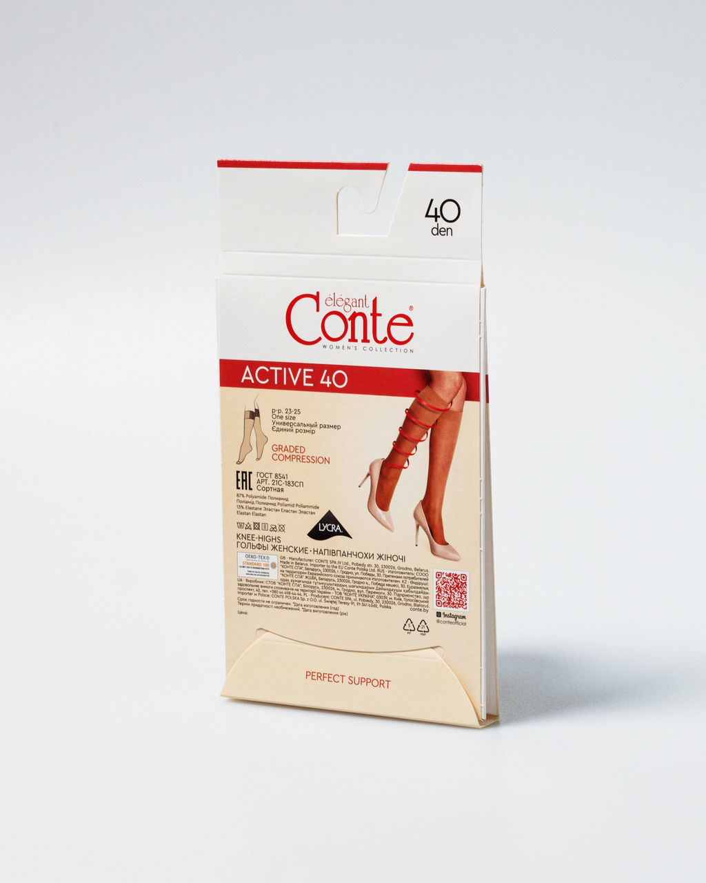 Цена за 2 пары. Носки Удлиненные CONTE ACTIVE 40 (1 пара) Гольфы женские nero - Conte elegant фото 3