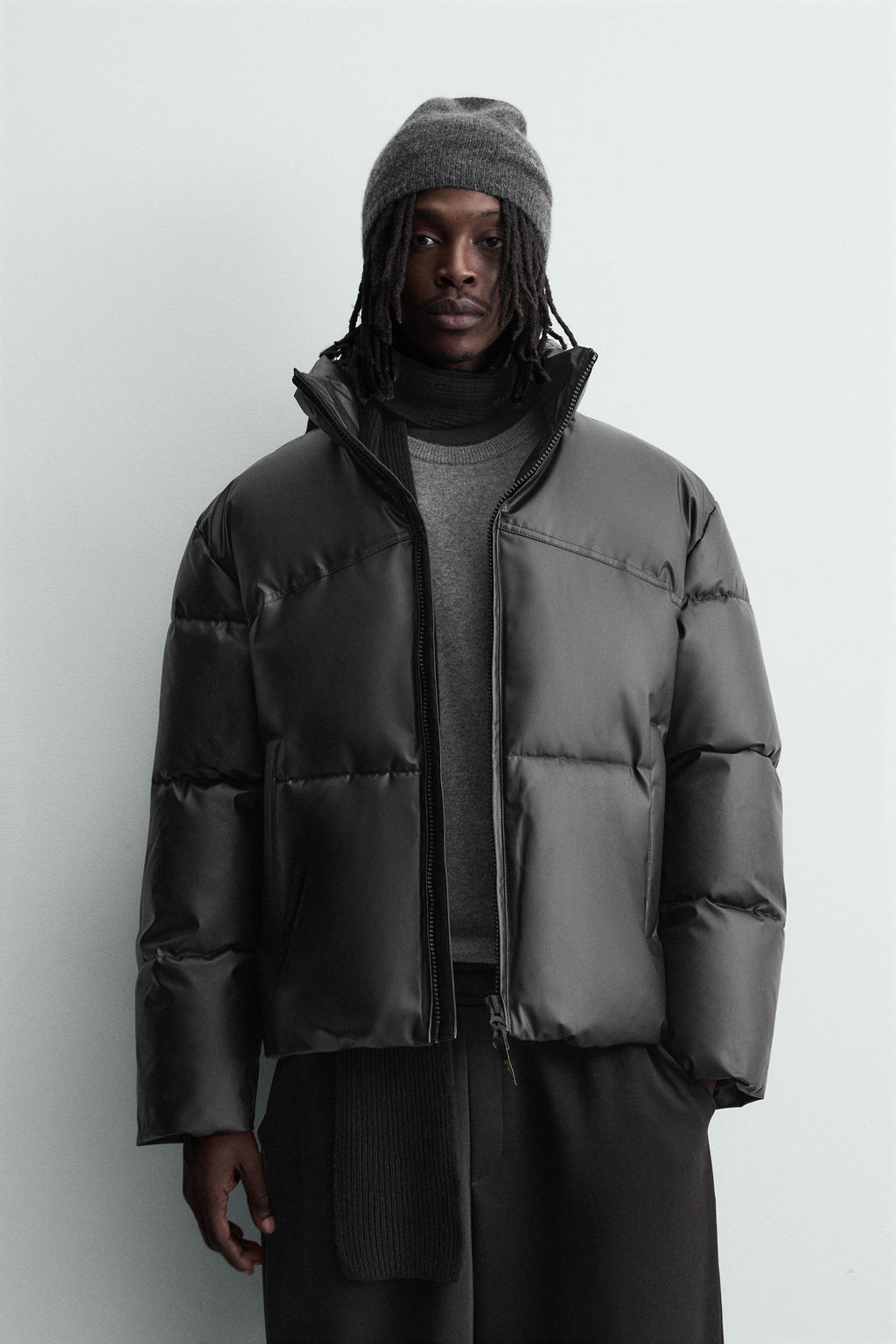 LEATHER EFFECT QUILTED JACKET - Zara фото 11