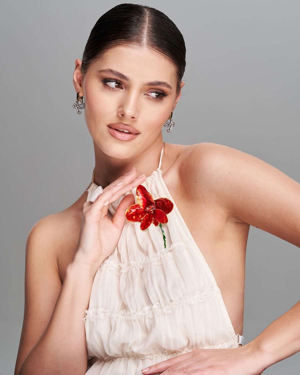 Брошь цветок орхидея BRM016