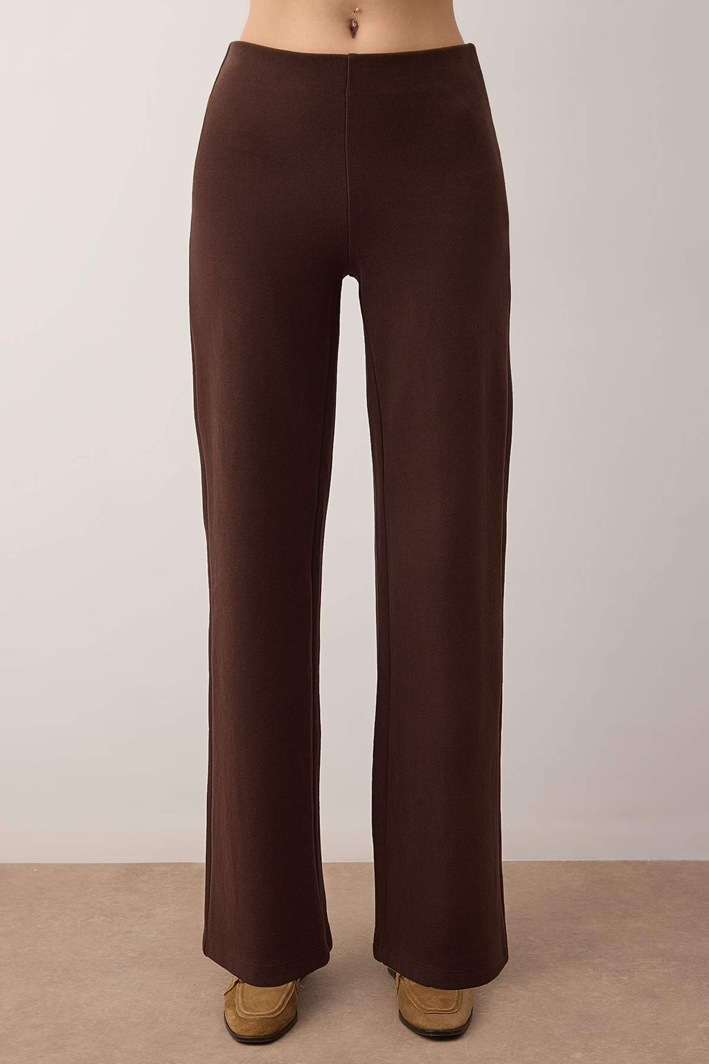 Kahverengi Selanik Dugmeli Belden Ac?lan Wide Leg/Palazzo Alt Orme Alt - Ust Tak?m TWOAW26AU00092 - Trendyolmilla фото 3