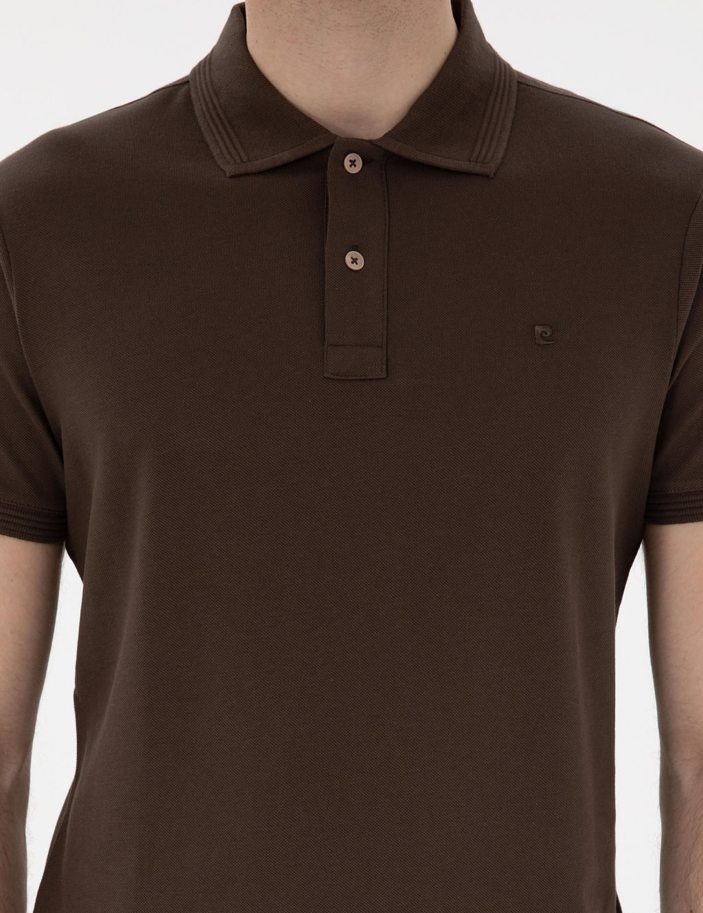 Kahverengi Slim Fit K_vr_lmaz Polo Yaka Basic Ti__rt - Pierre cardin фото 6