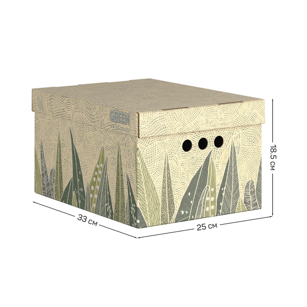 VAL GR-BC-3S Короба картонные, 25*33*18.5 см, набор 3 шт., GREEN, шт