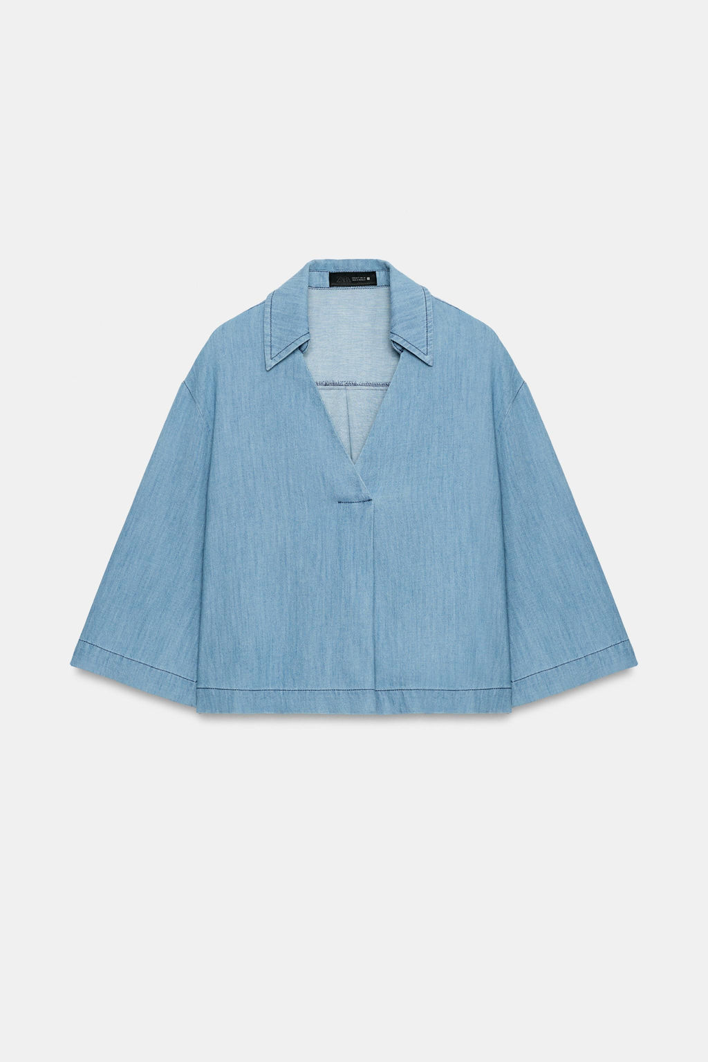 BLUSA FLUIDA ESCOTE PICO / Azul - Zara фото 6
