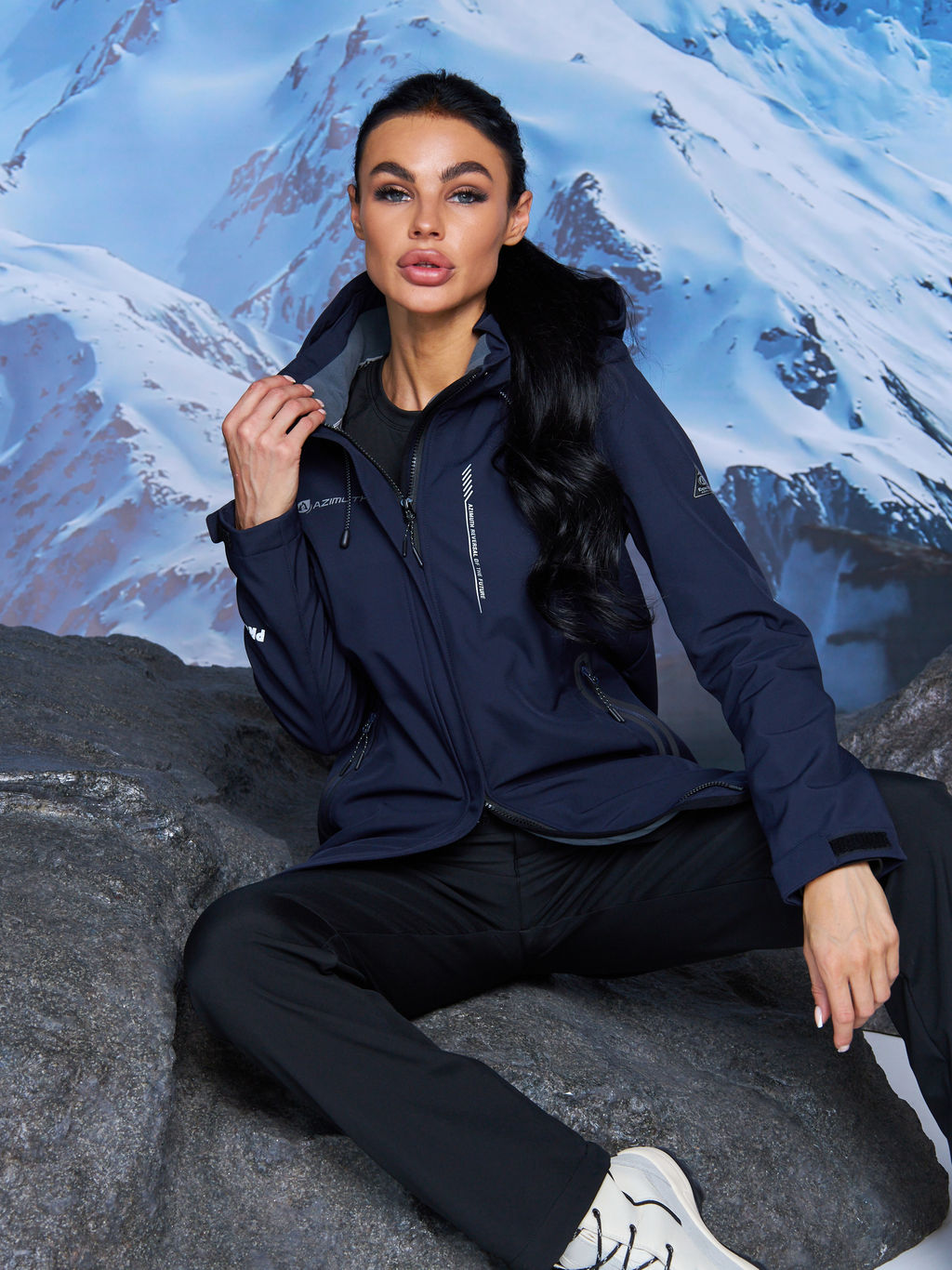 Женская парка виндстопер софтшелл на флисе Azimuth Стихия Неба 124/22956_701 Темно-Синий  фото 8