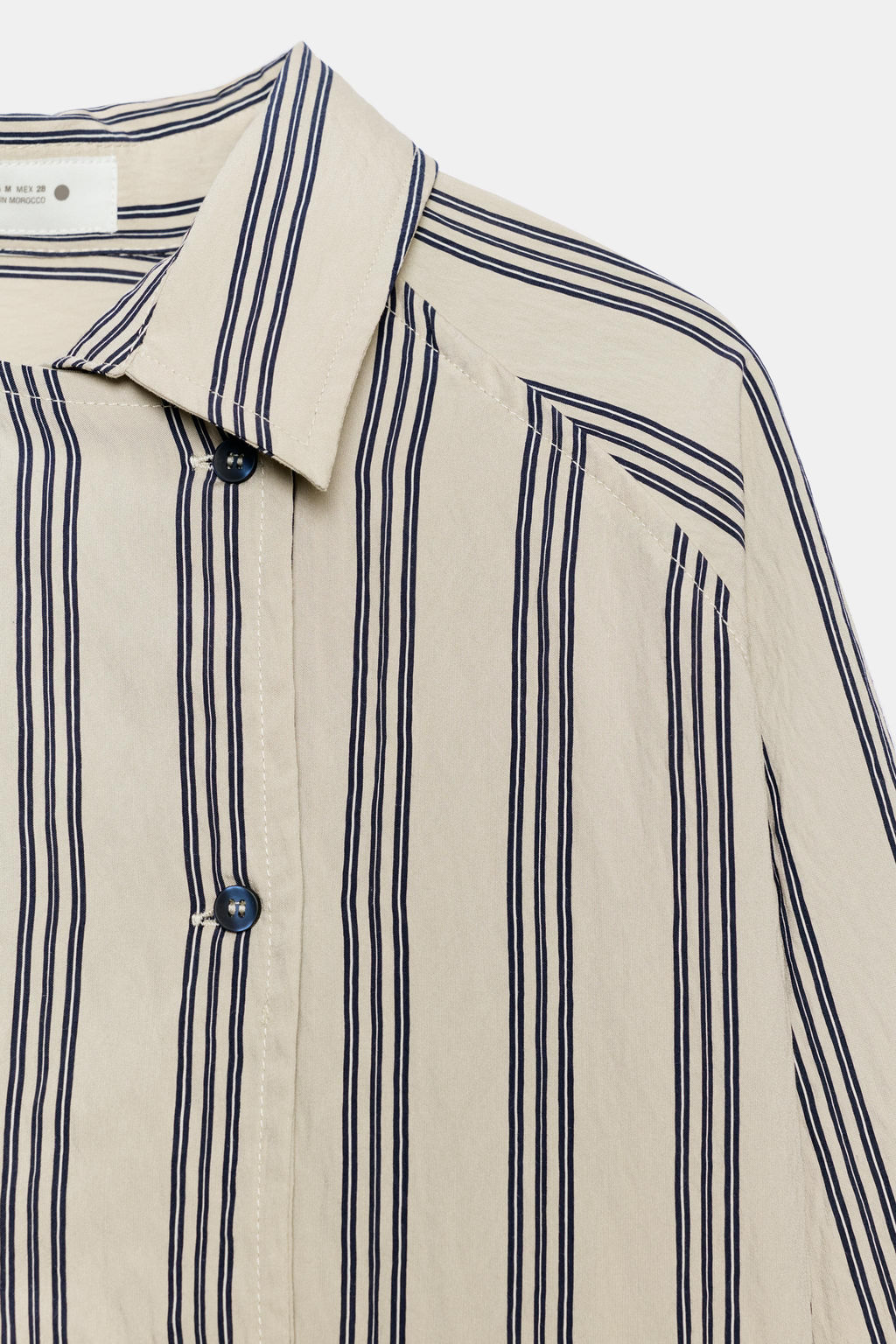 CAMISA OVERSIZE RAYAS ZW COLLECTION / Beige / Marino - Zara фото 10