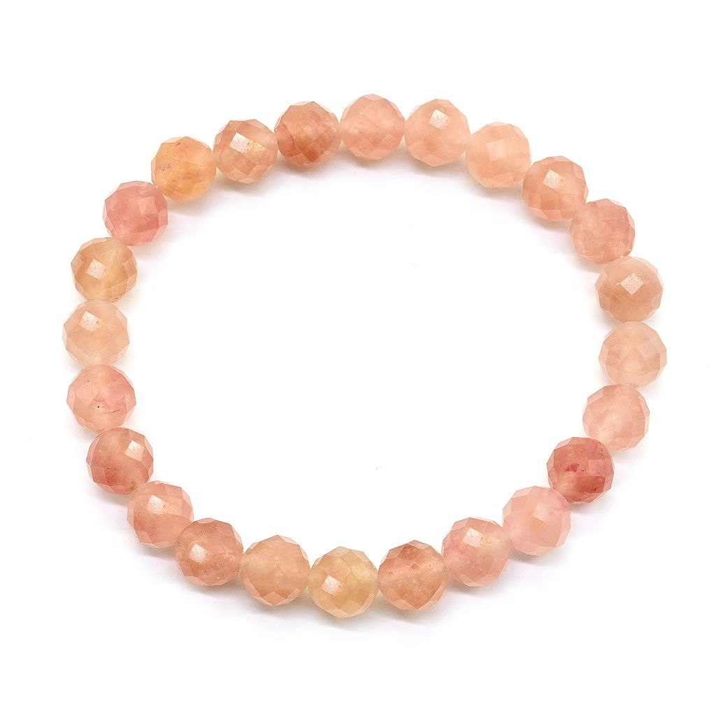 Браслет из клубничного кварца шарик граненый 8мм, 17см