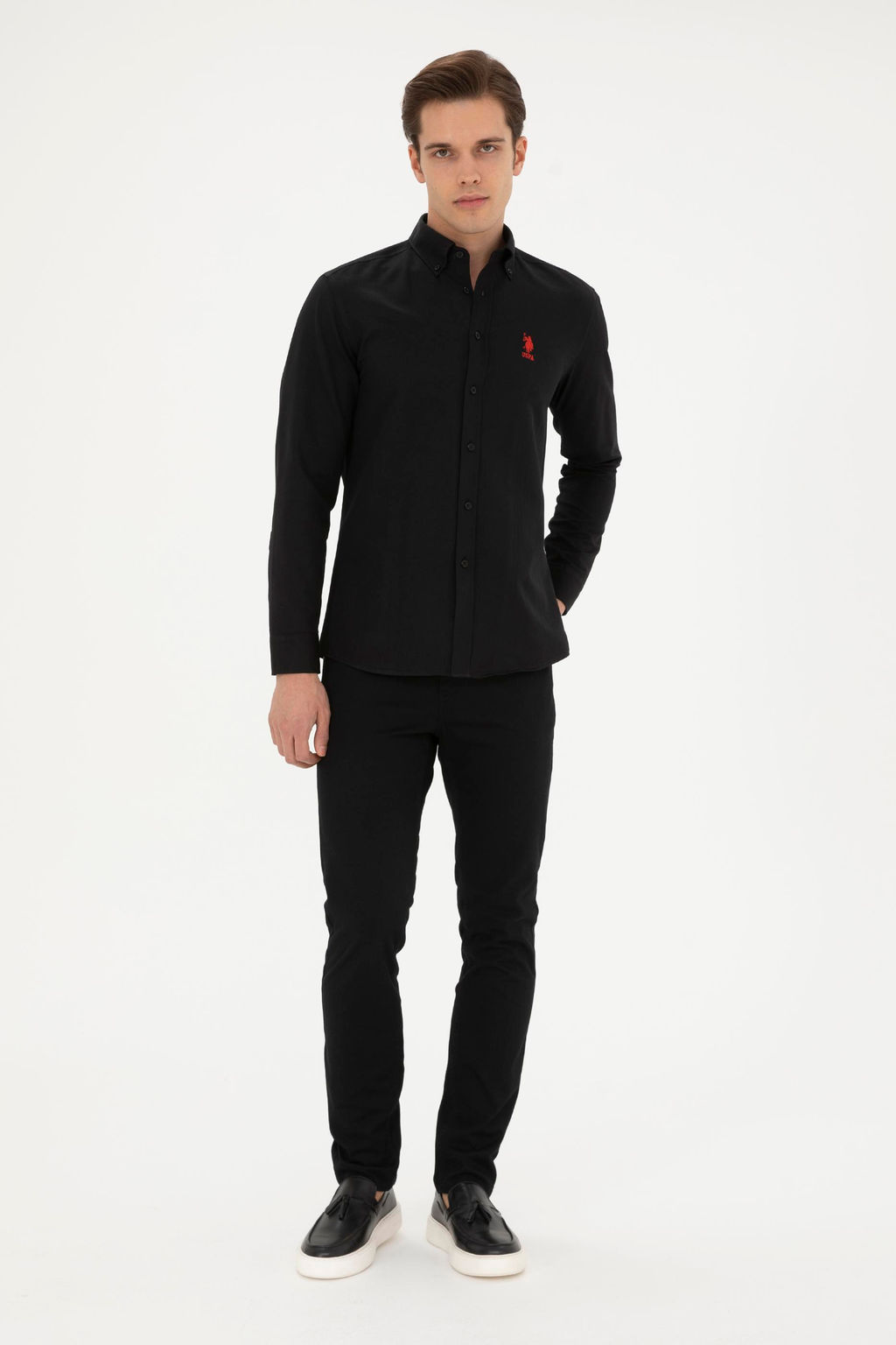 Мужская черная базовая рубашка с длинным рукавом - U.s. polo assn фото 4