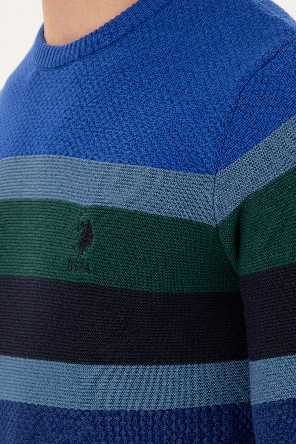 Erkek Slim Fit Bisiklet Yaka _ndigo Kazak - U.s. polo assn фото 13