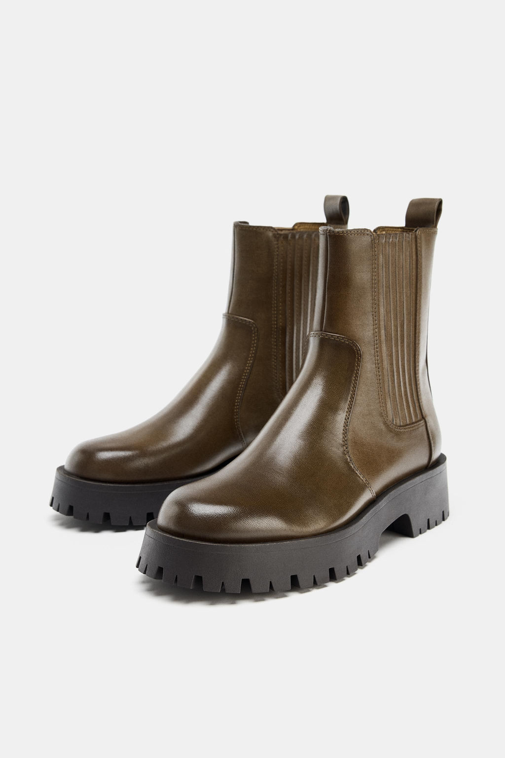 DISTRESSED-EFFECT TRACK-SOLE ANKLE BOOTS - Zara фото 3