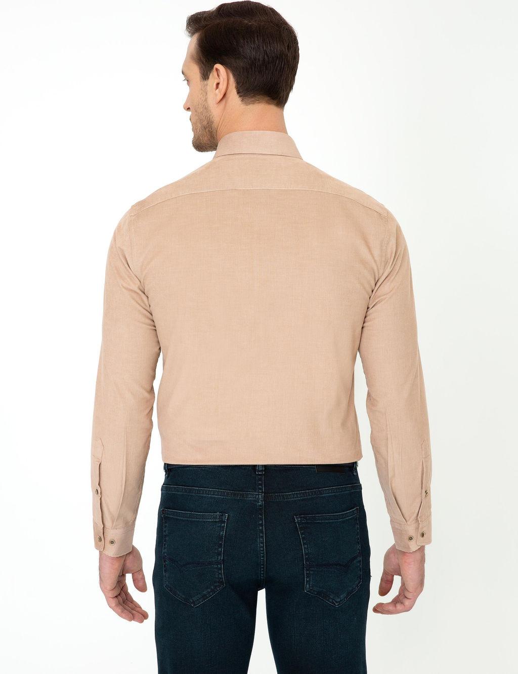 Бежевая приталенная рубашка с длинным рукавом - Cacharel фото 4