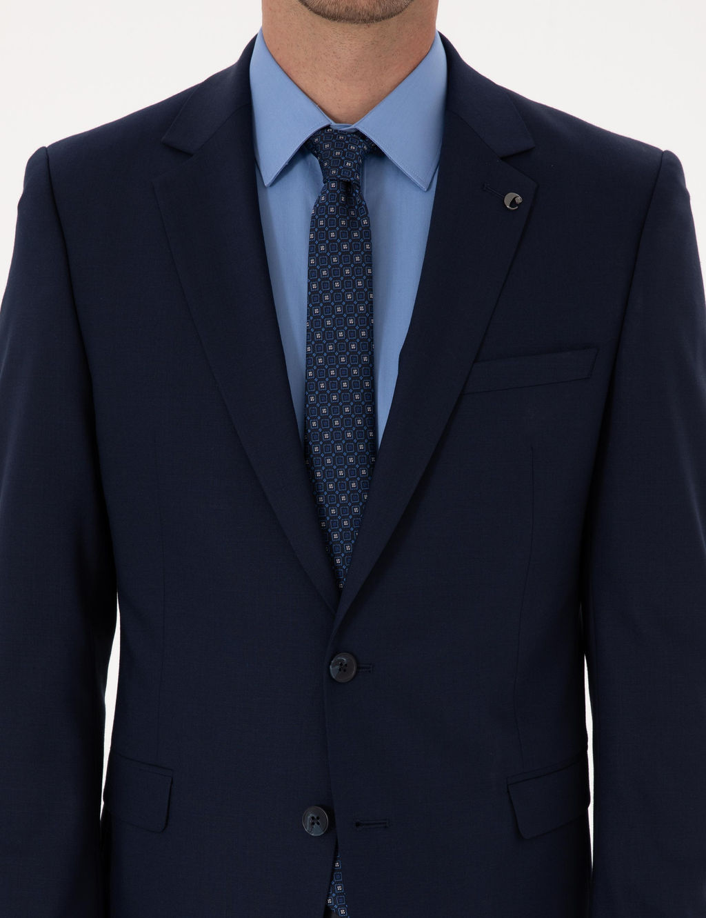 Lacivert Slim Fit Tak_m Elbise - Cacharel фото 7
