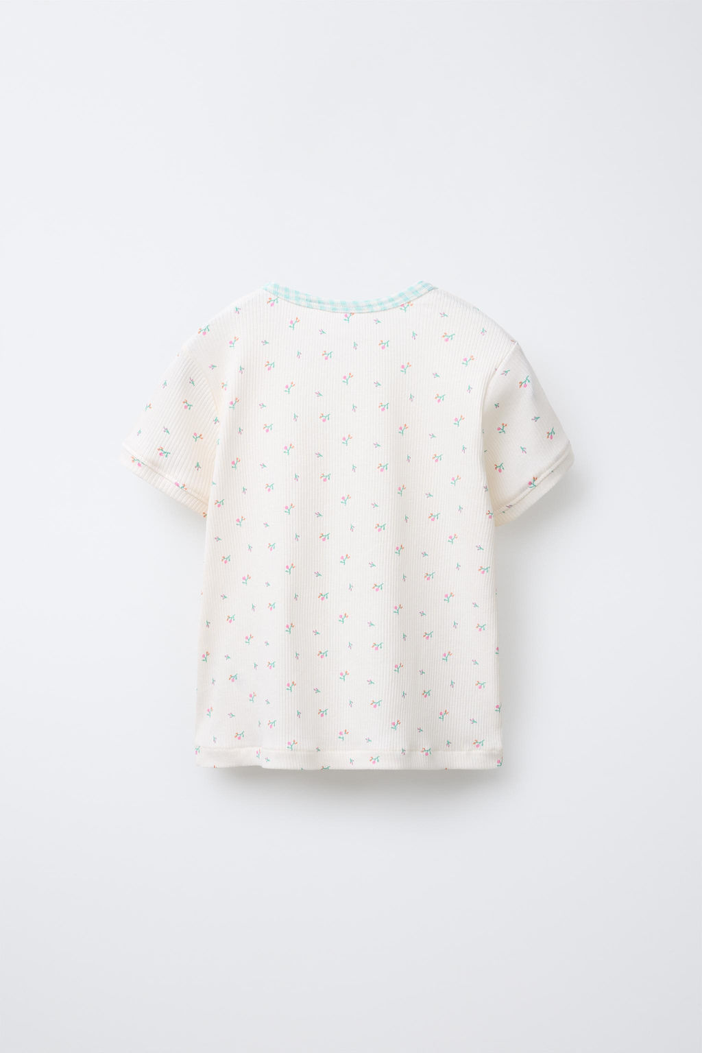 6-14 YEARS/ GINGHAM AND FLORAL T-SHIRT AND BERMUDA PYJAMAS - Zara фото 3