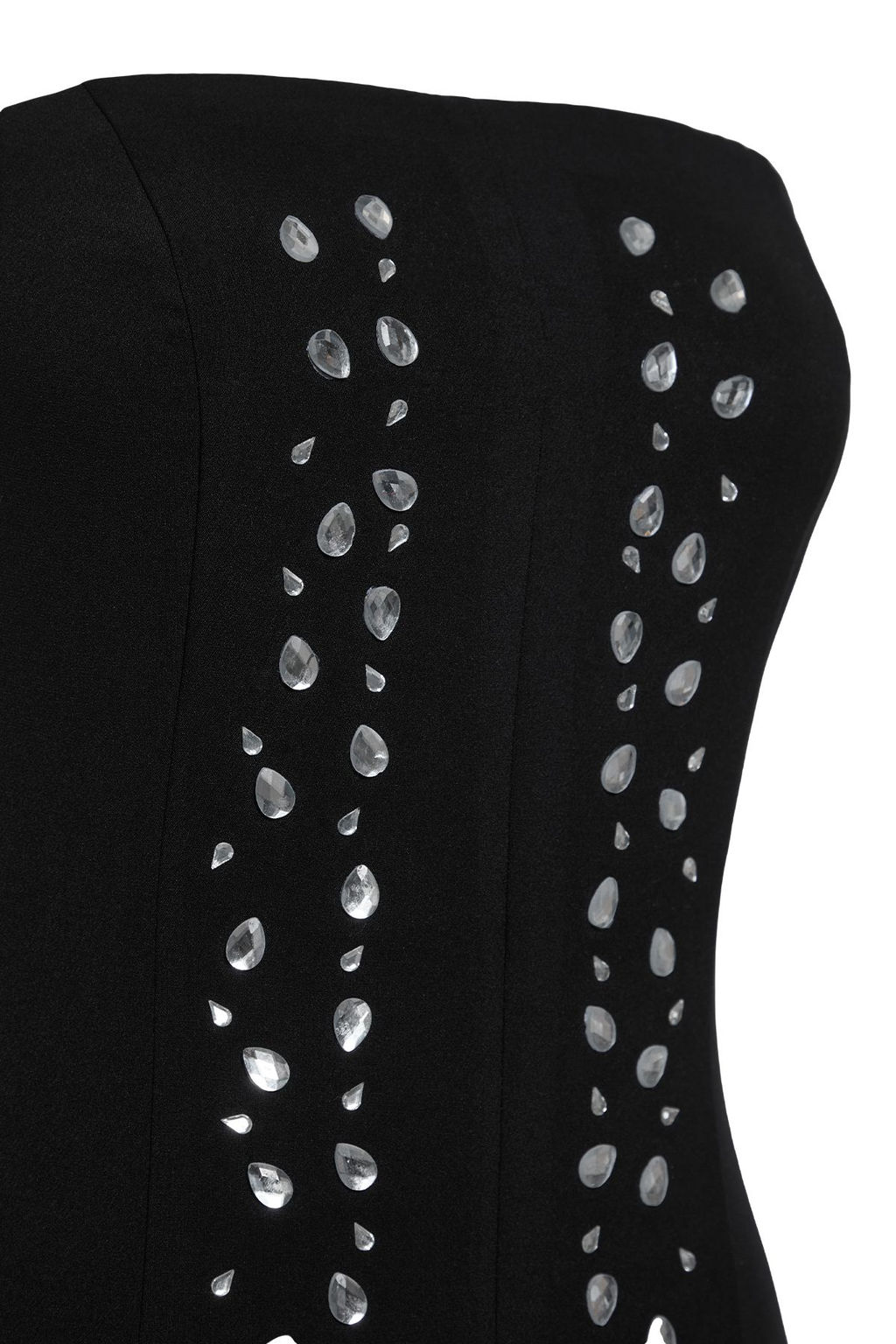 Siyah Tas Bask?l? Straplez Dokuma S?k Midi Abiye Gece Mezuniyet Elbisesi TPRSS25EL00078 - Trendyolmilla фото 5