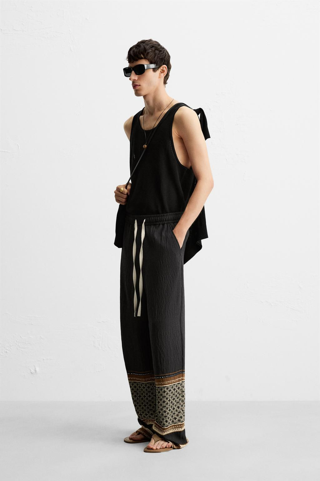 RELAXED FIT COLOUR BLOCK TROUSERS - Zara фото 4