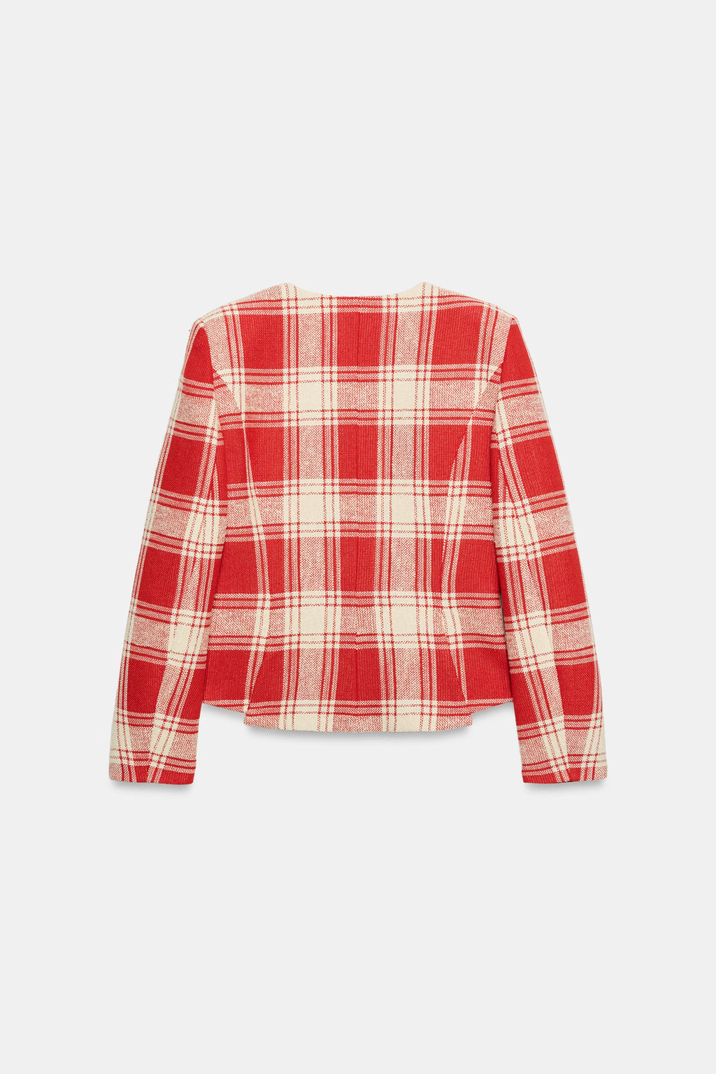 CHAQUETA ENTALLADA CUADROS ZW COLLECTION / Blanco / Rojo - Zara фото 4