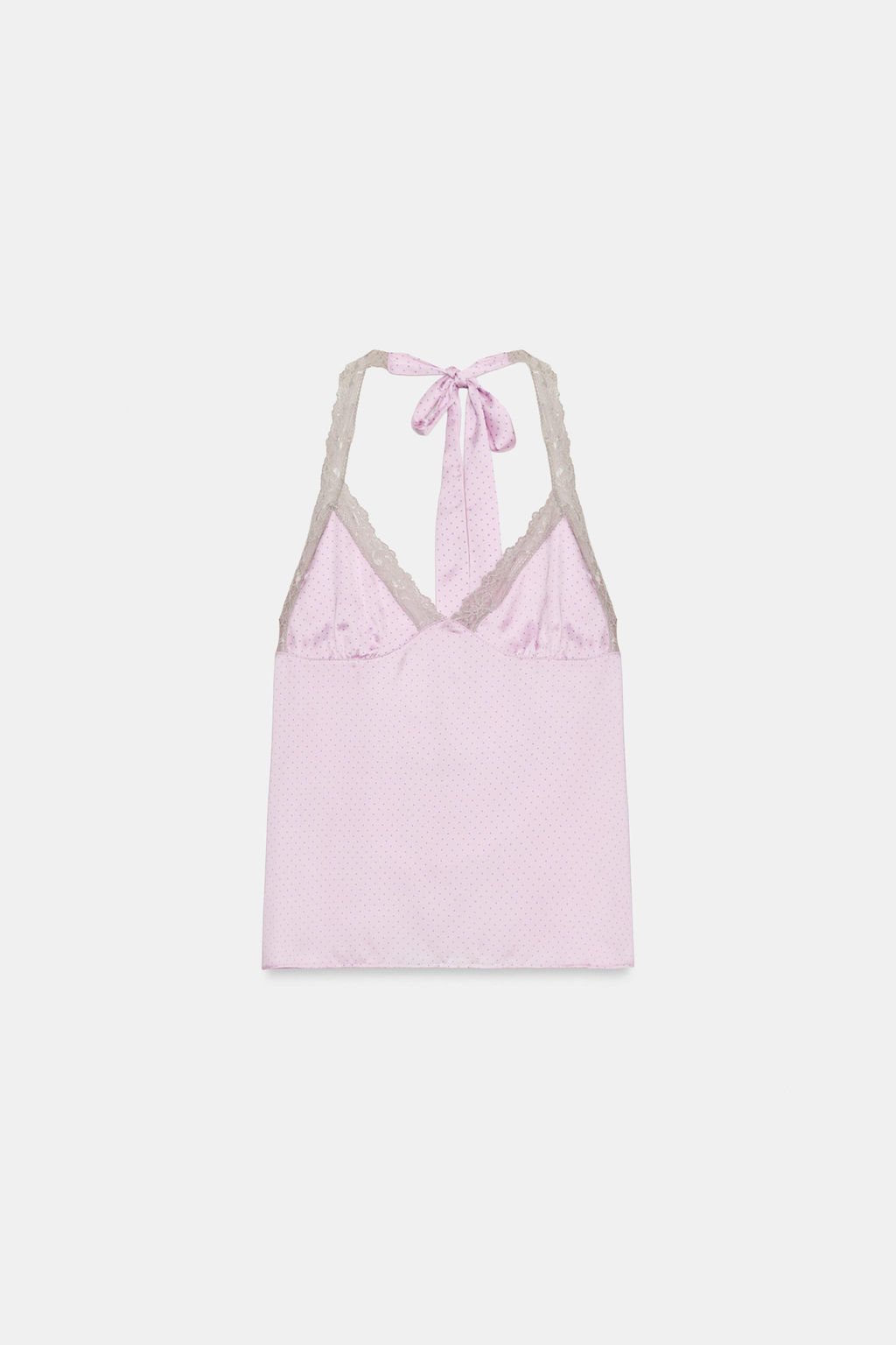TOP SATINADO ENCAJE LUNARES / Rosas - Zara фото 2