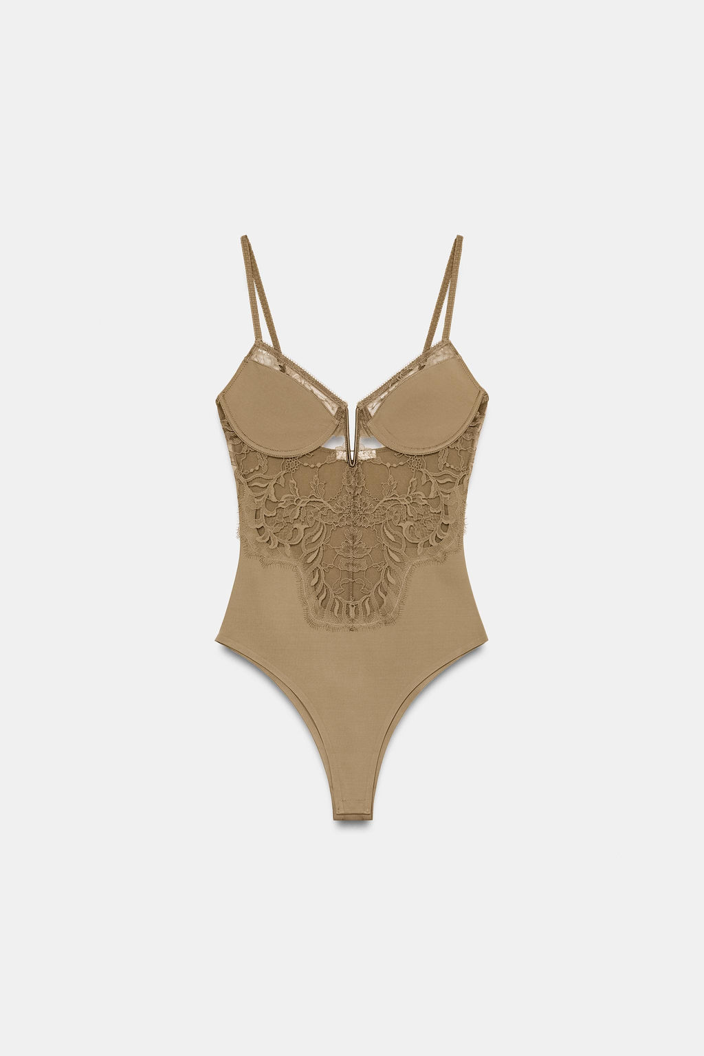 BODY POLIAMIDA ENCAJE / Verde Oliva - Zara фото 10