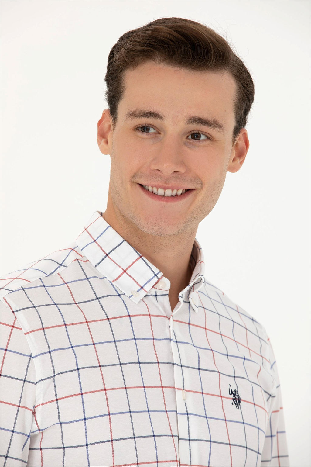 U. S. Polo Assn Мужская белая рубашка в клетку - U.s. polo assn фото 2