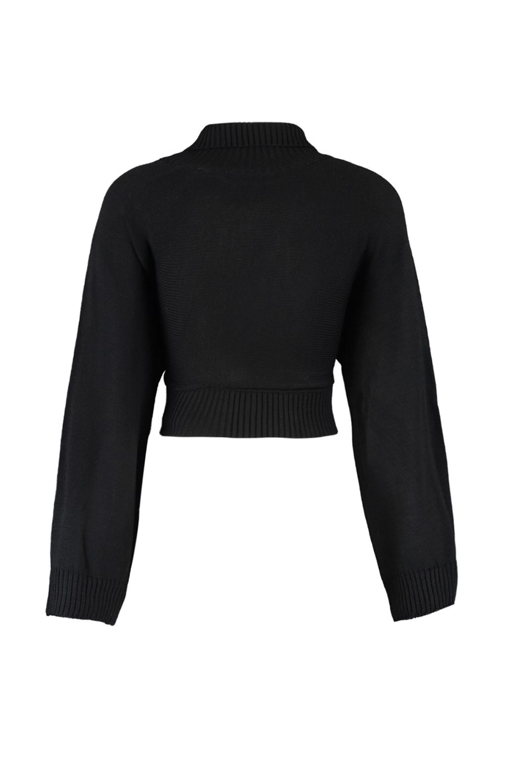 Siyah Super Crop Basic Triko Kazak TWOAW21KZ0163