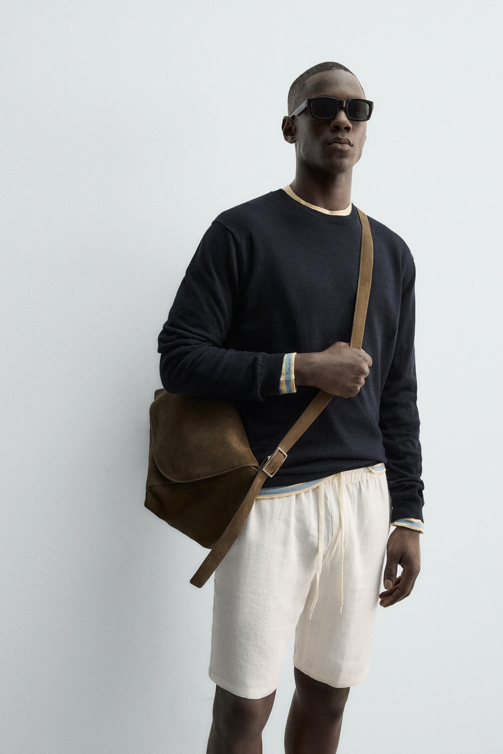 JERSEY REGULAR FIT ALGOD?N - LINO / Marino oscuro - Zara фото 5