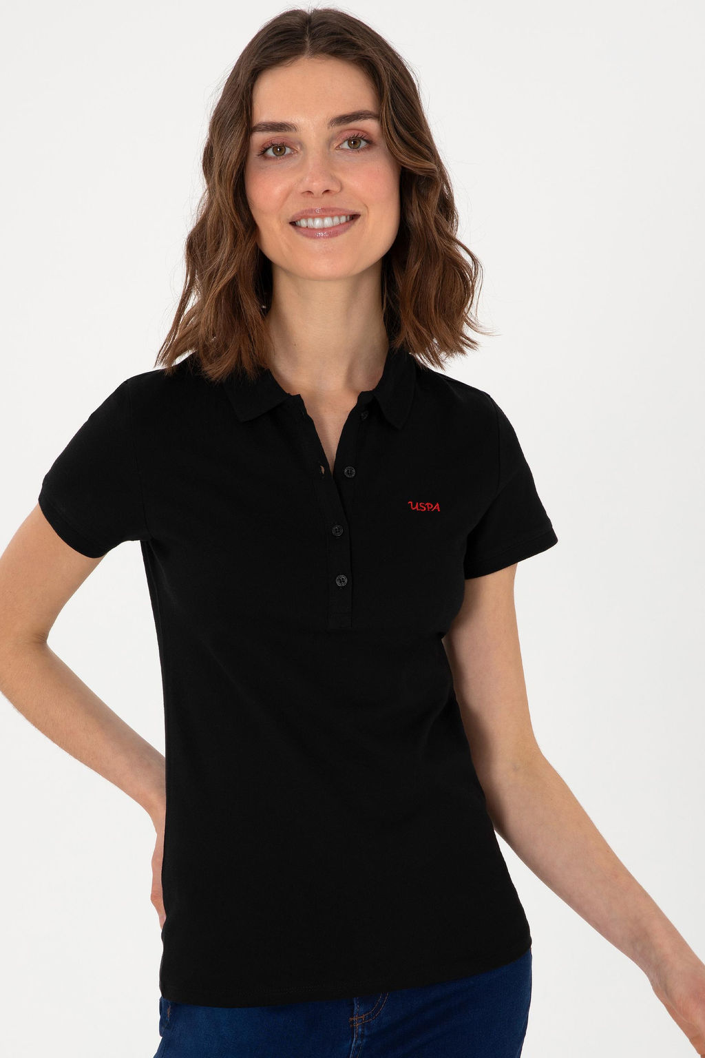 Kad_n Siyah Basic Polo Yaka Ti__rt Sepette S_rpriz _ndirim