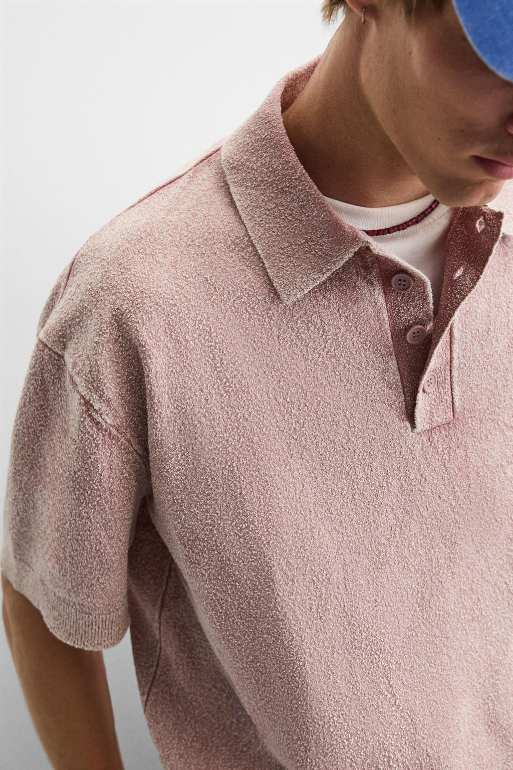 WASHED BOUCLE KNIT POLO SHIRT - Zara фото 6
