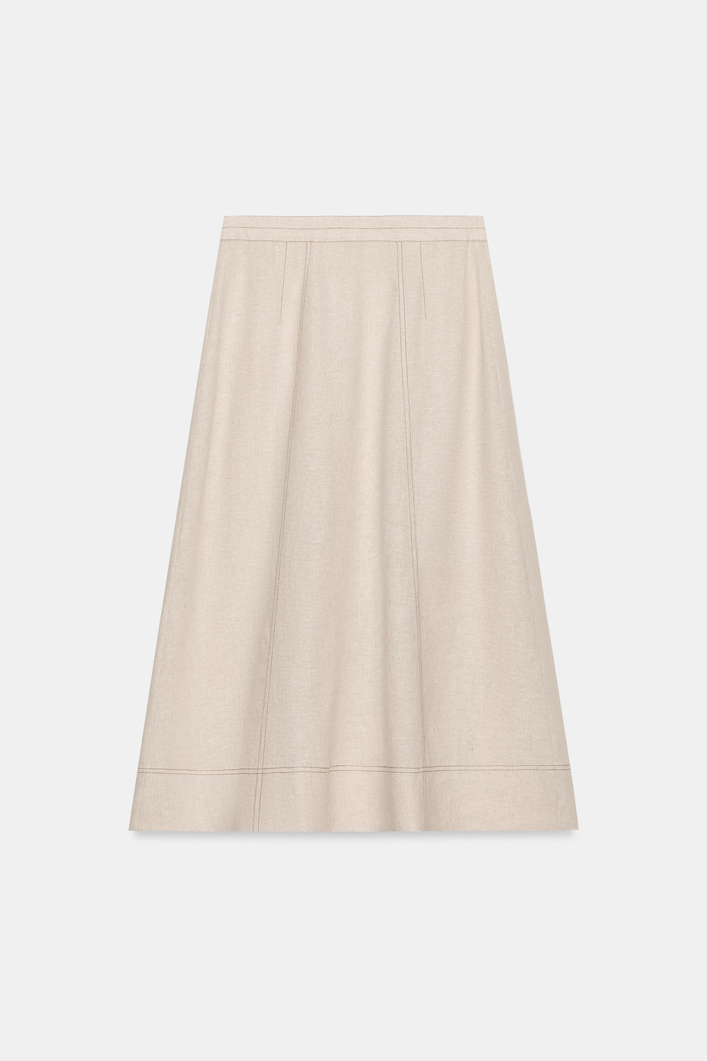 FALDA CRUZADA PESPUNTES CON LINO / Beige claro - Zara фото 3