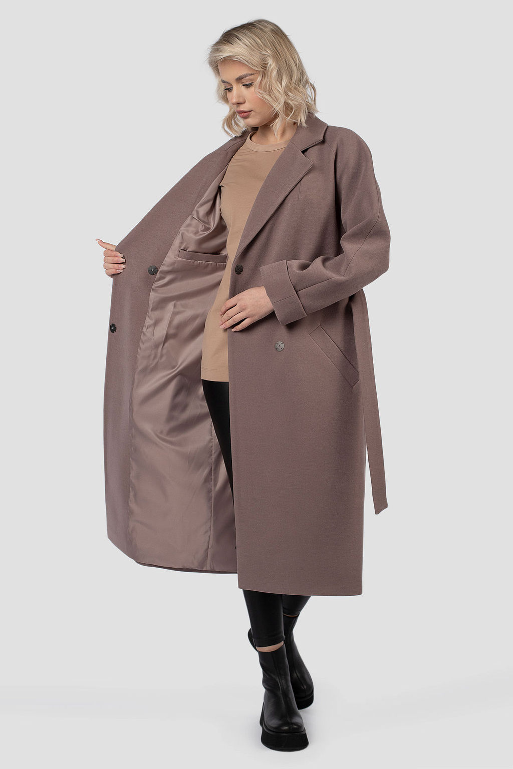 01-11971 Пальто женское демисезонное (пояс) - El podio фото 3