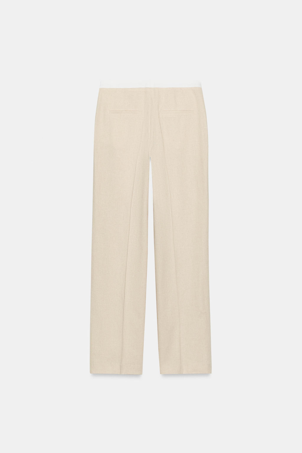 PANTAL?N RECTO CON LINO CINTURA CONTRASTE / Beige claro - Zara фото 8