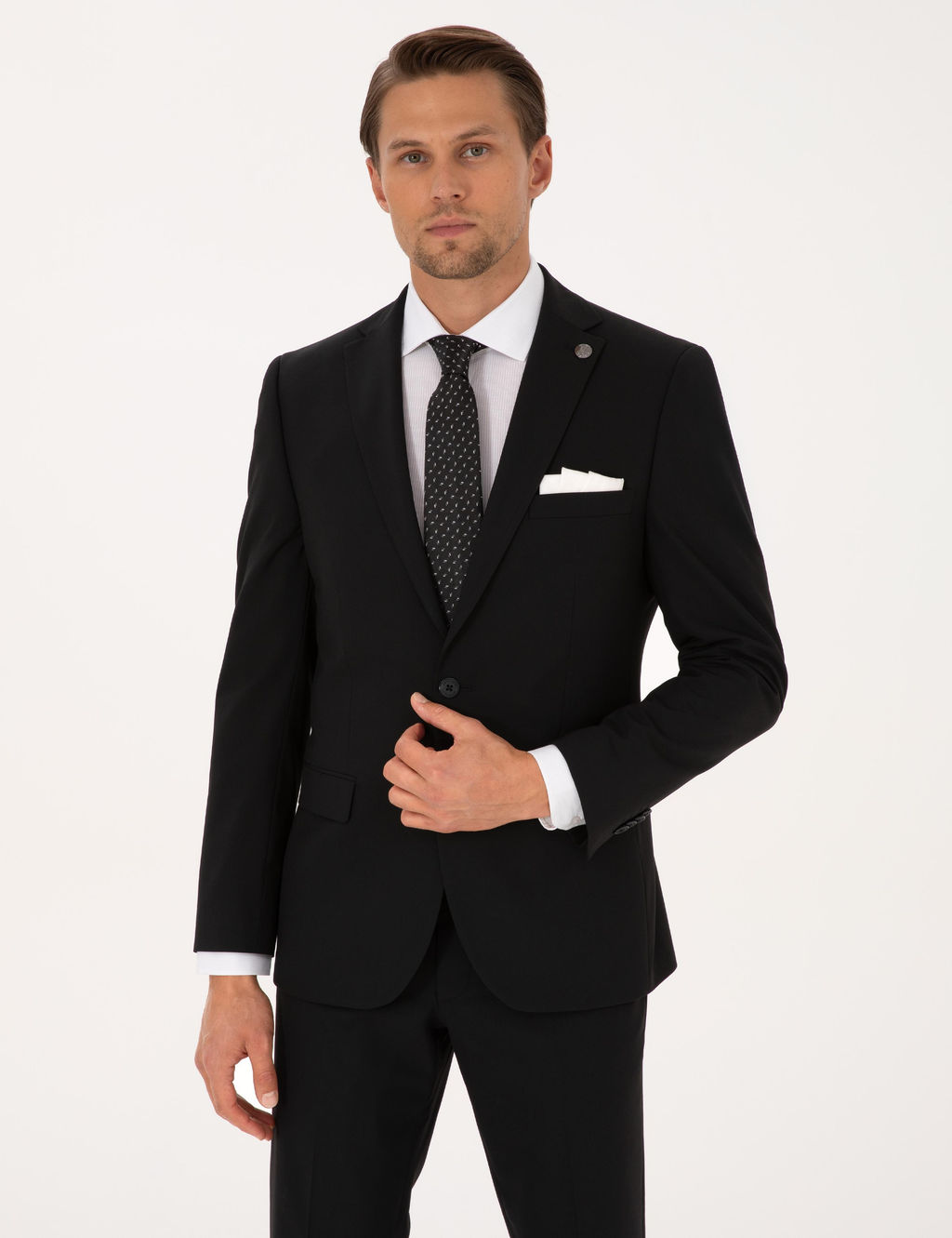Siyah Slim Fit Tak_m Elbise