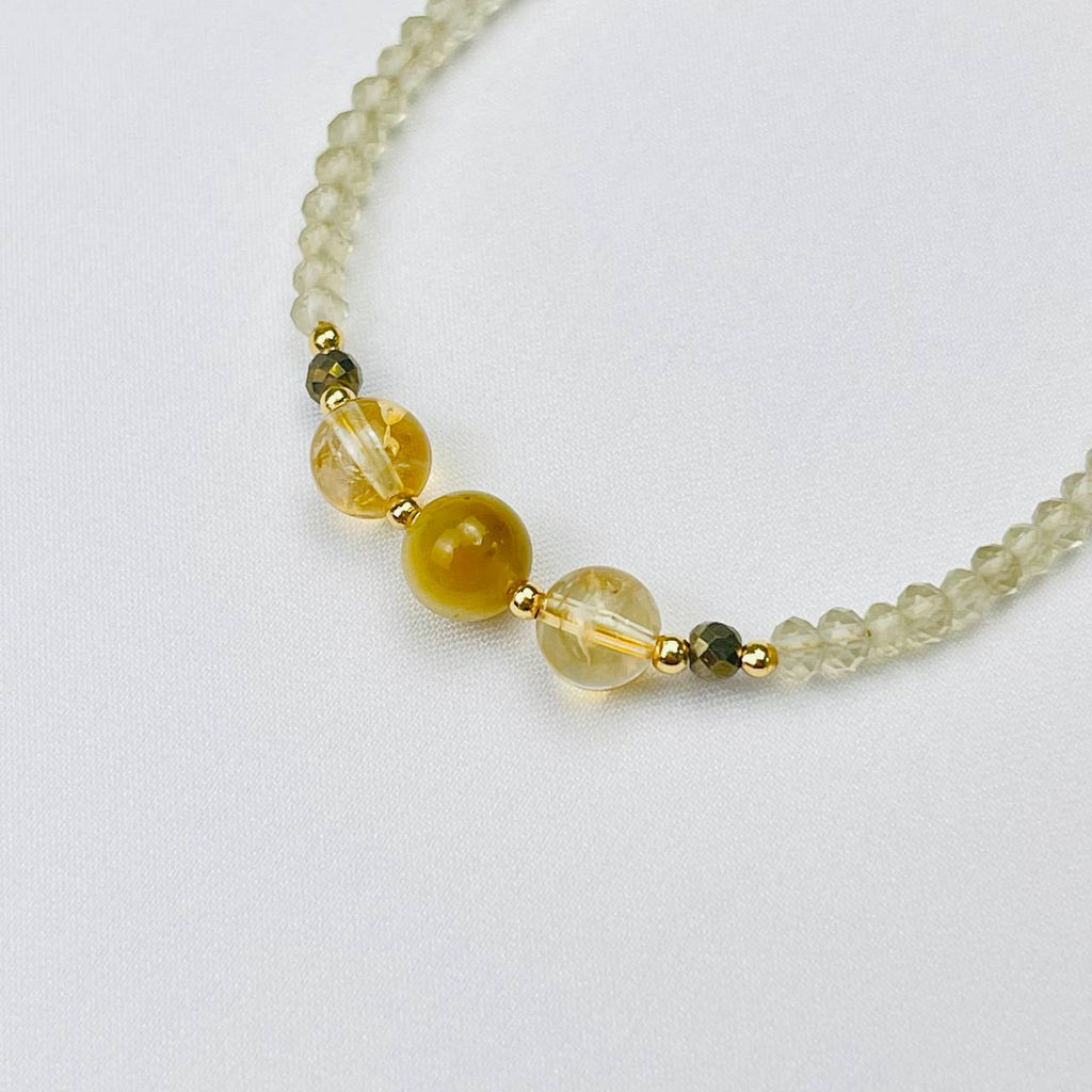 Браслет из Цитрина и Тигрового глаза 16,5 см +