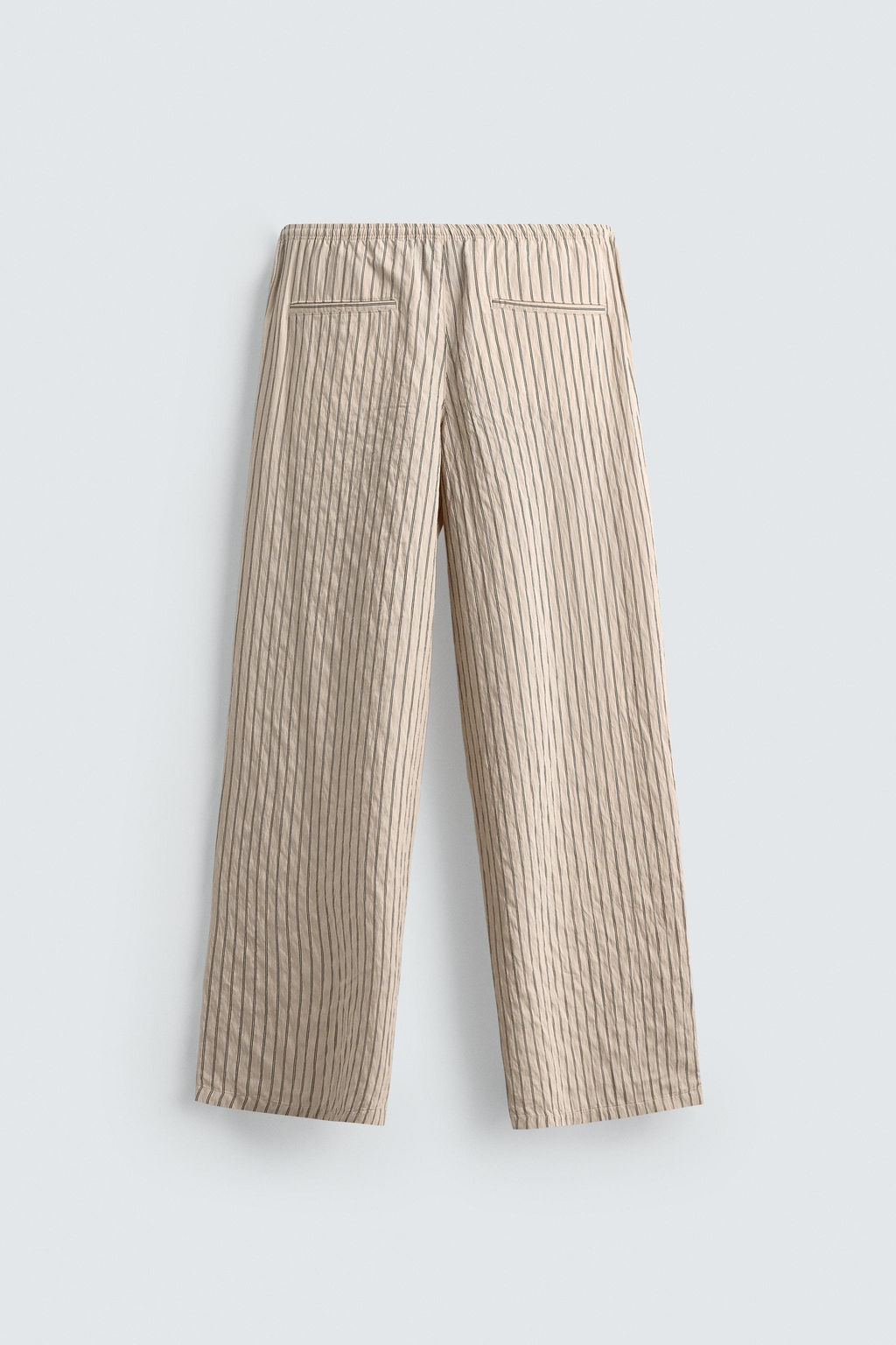 STRIPED WRINKLED-EFFECT FLOWING TROUSERS - Zara фото 8