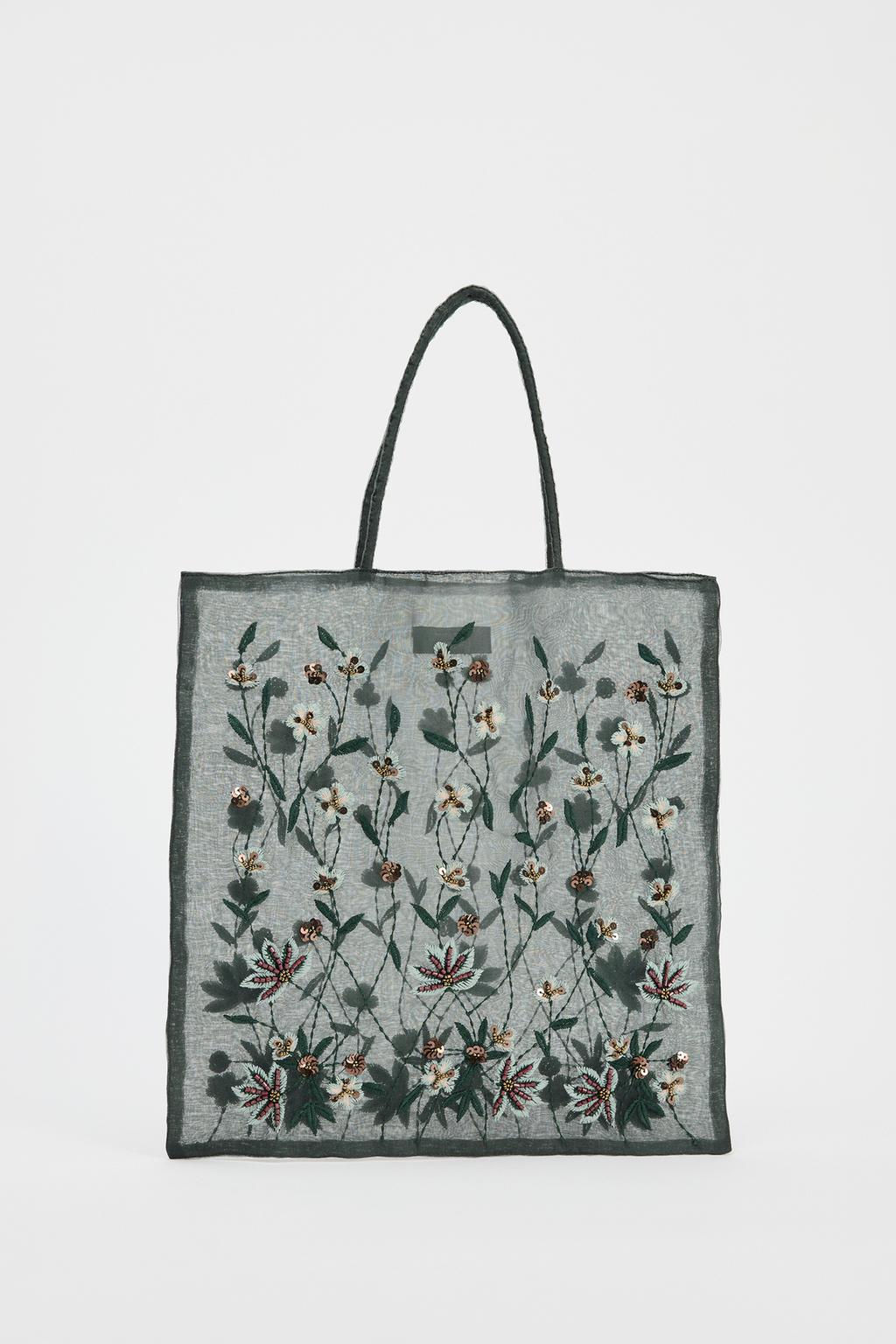 EMBROIDERED FABRIC BAG - Zara фото 3
