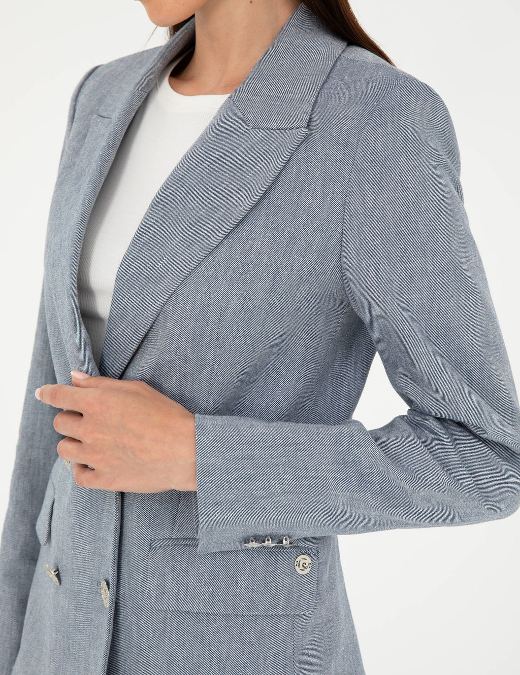 _ndigo Slim Fit Keten Kar___ml_ Ceket