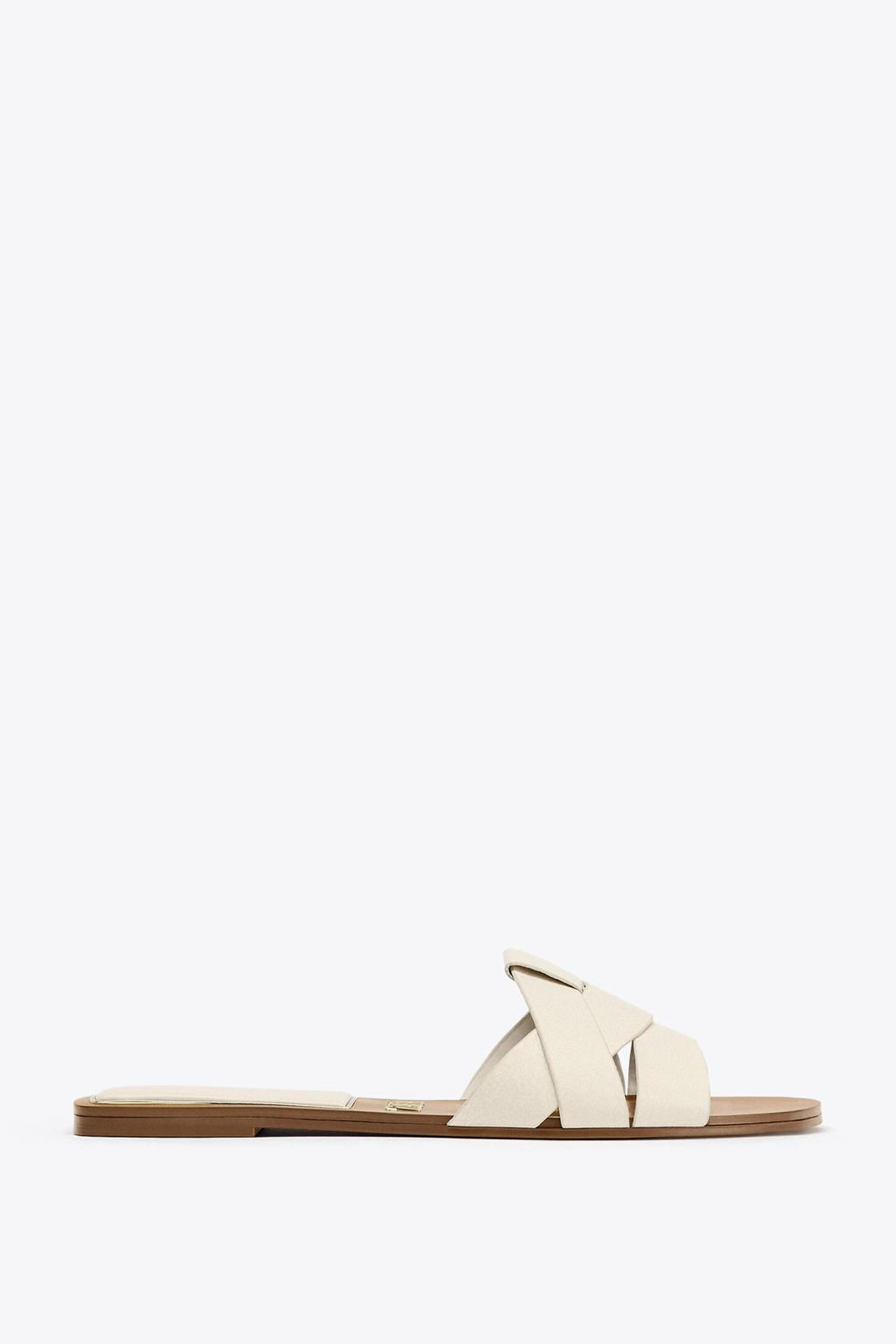 CROSS-STRAP FLAT LEATHER SANDALS - Zara фото 25