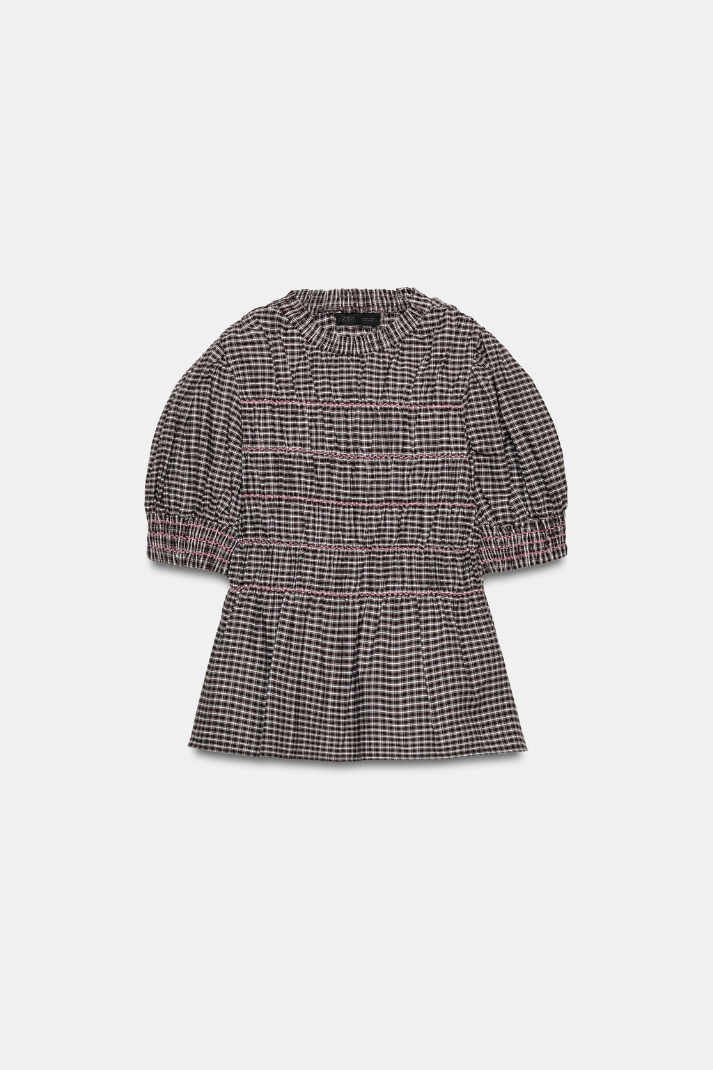 CAMISA CUADROS NIDO DE ABEJA / Marr?n / Crudo