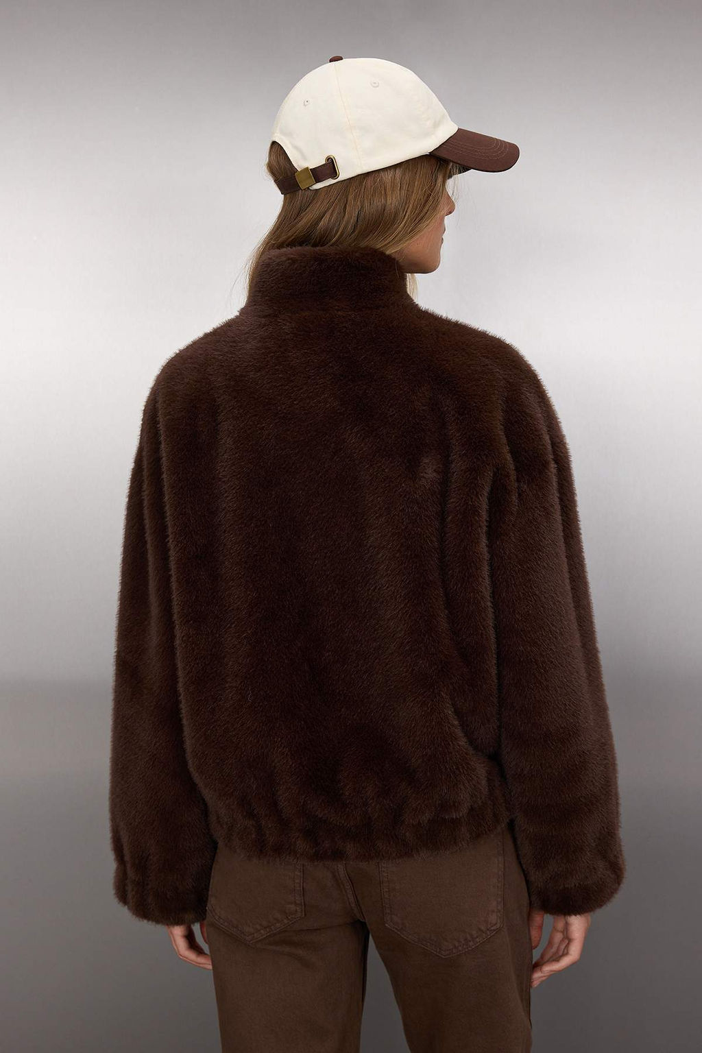 Koyu Kahverengi Oversize Kal?p Pelus Bomber Mont TWOAW26MO00063