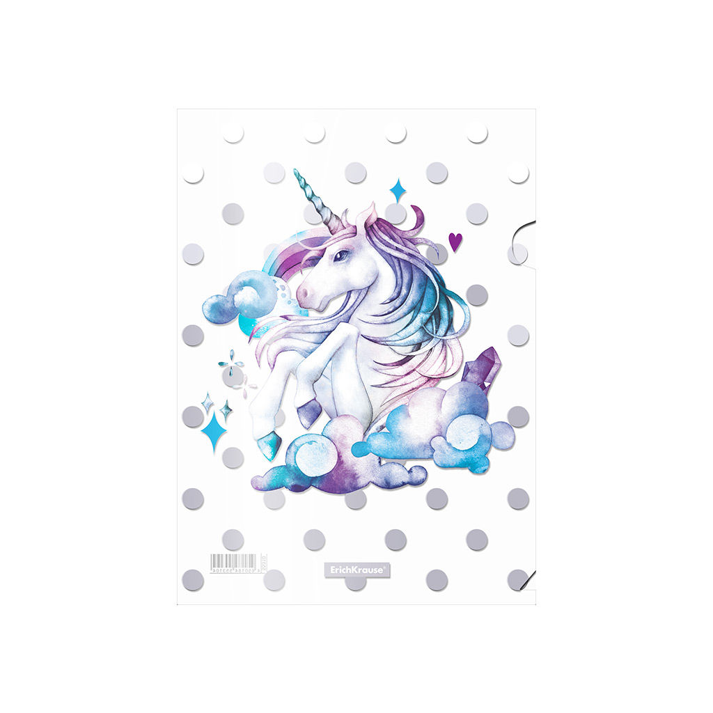 Цена за 12 шт. Папка-уголок пластиковая ErichKrause® Dream Unicorn, A4 (в пакете по 12 шт.)