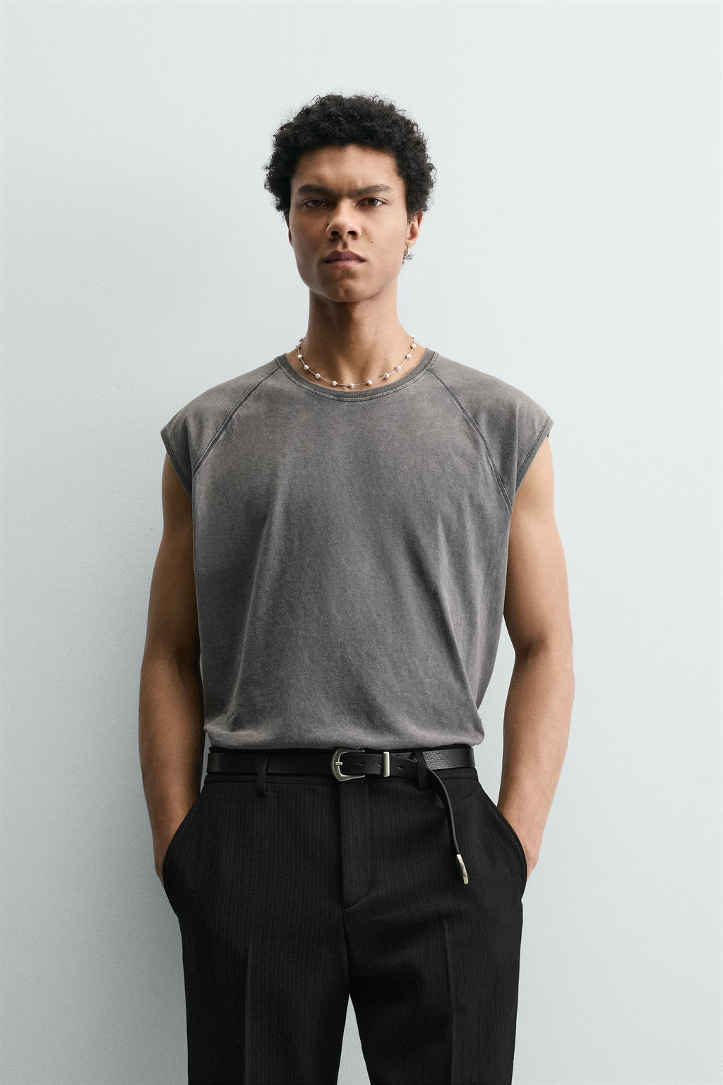 CAMISETA TANK LAVADA / Gris